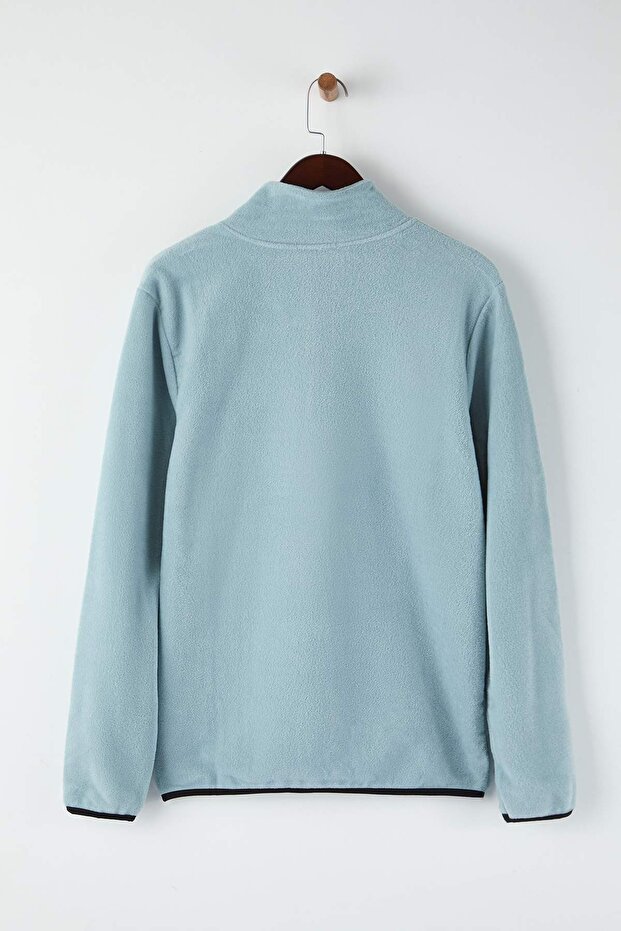 Mint Regular/Normal Kesim Dik Yaka Fermuarlı Dikiş Detaylı Polar Sweatshirt TMNAW26SW00036 - 8