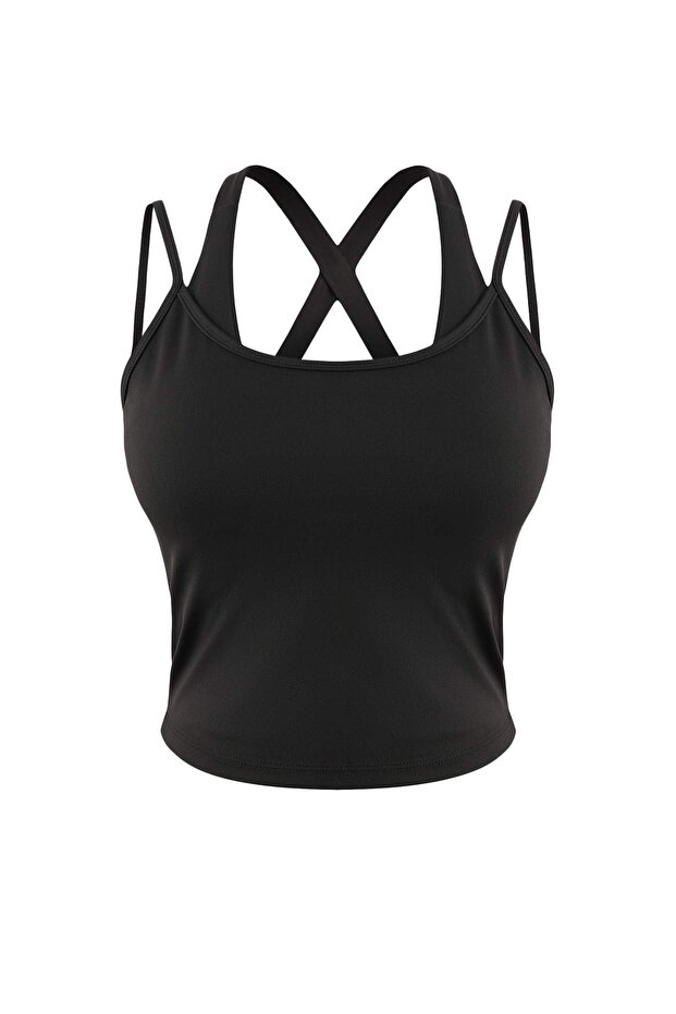 Siyah 2'li Destekli/Şekillendirici Askılı Örme Spor Sütyeni-Üst/Bluz Takım THMSS25SS00021 - 7
