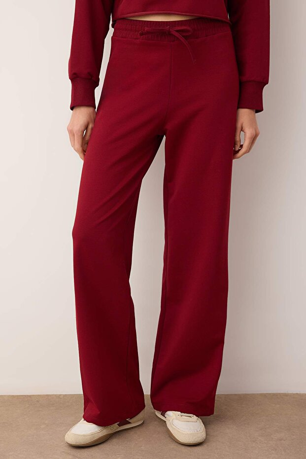 Bordo Polo Yaka Düğmeli Relaxed/Rahat Kalıp Örme Eşofman Takımı TWOAW26EM00013 - 3