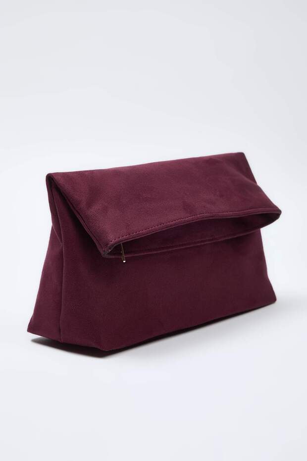 Mürdüm Süet Kadın Mini Boy Clutch El Çantası TAKAW26PY00008 - 2