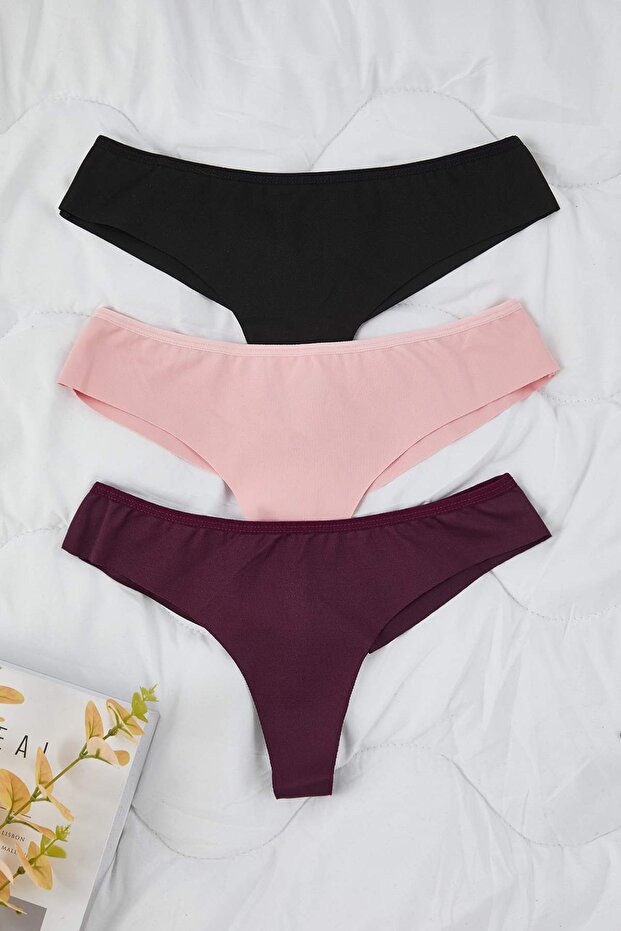 Pembe-Çok Renkli 3'lü Micro Tanga Külot THMAW26KU00042 - 3