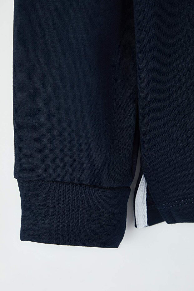 Lacivert Yeni Oversize/Geniş Kesim Yakası Dokuma Polo Yaka Sweatshirt TMNAW26SW00012 - 6