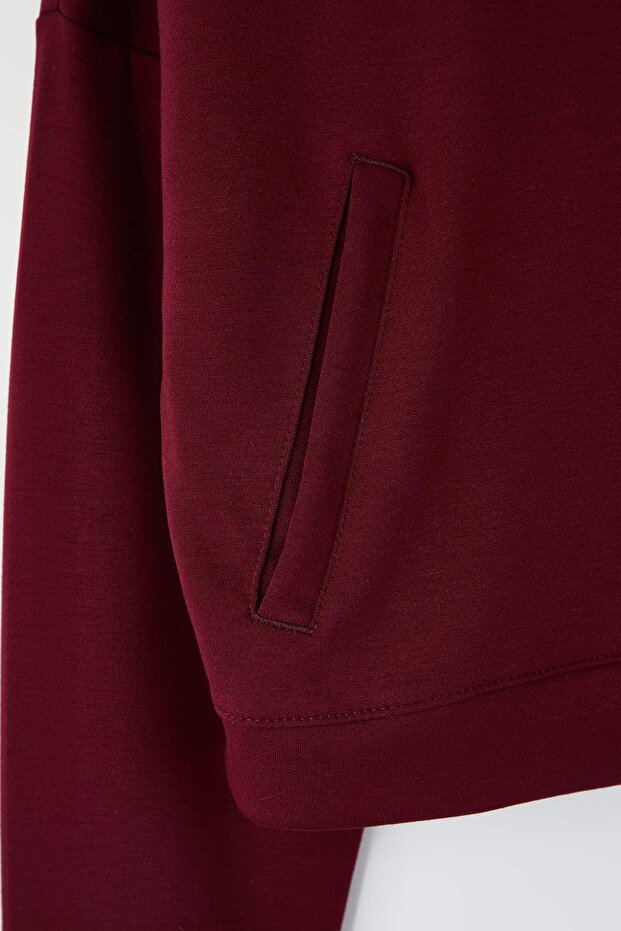 Bordo İnterlok Örme Spor Ceket THMAW26SK00009 - 7