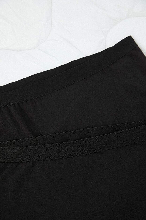 Siyah 2'li Paket Pamuklu Esnek Örme Boxer Büyük Beden Külot TBBSS23CM0002 - 5