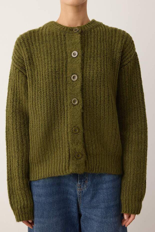 Wardrobe Essentials Haki Yumuşak Dokulu Basic Triko Hırka | TWOAW26HI00204 - 3
