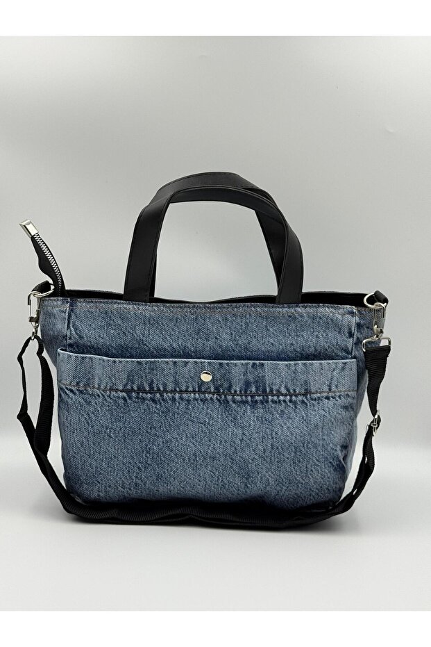 Denim Jeans Women's Shoulder & Hand Bag – with Detachable Strap