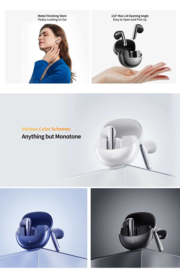 HT10 Ailybuds Pro Adaptif ANC AI 6 Mikrofon Bluetooth 5.3 Kablosuz Kulaklık - 7