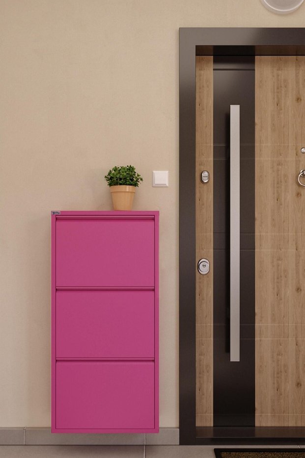 3'lü Metal Ayakkabılık - Pembe