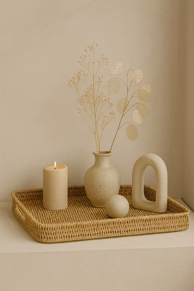 1Pcs Only Large Size Rectangular Wicker Tray Serving Presentation Tray Organizer Organizer 40*30cm