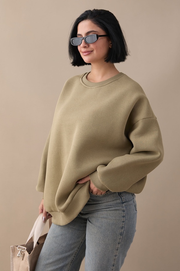 Şardonlu Basic Haki Sweat - 4