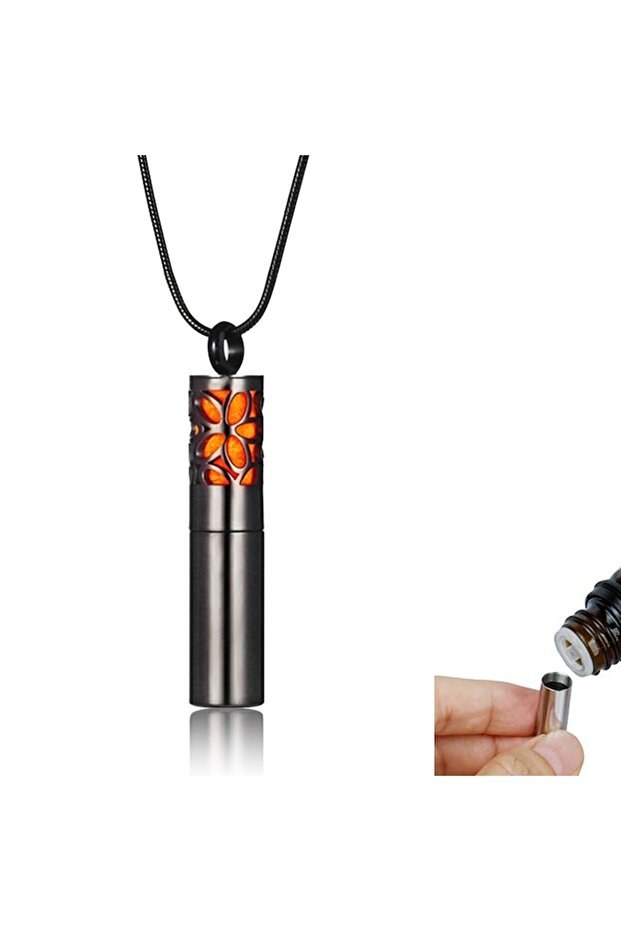 Aromatherapy Necklace Diffuser - Flower, Black - 2