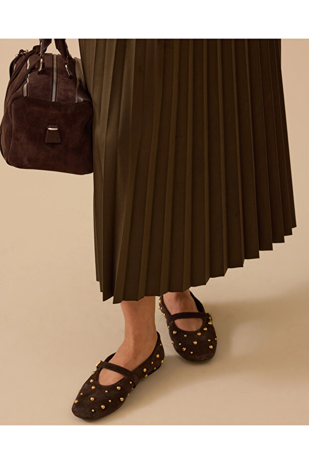 Pliseli Süet Etek - 5