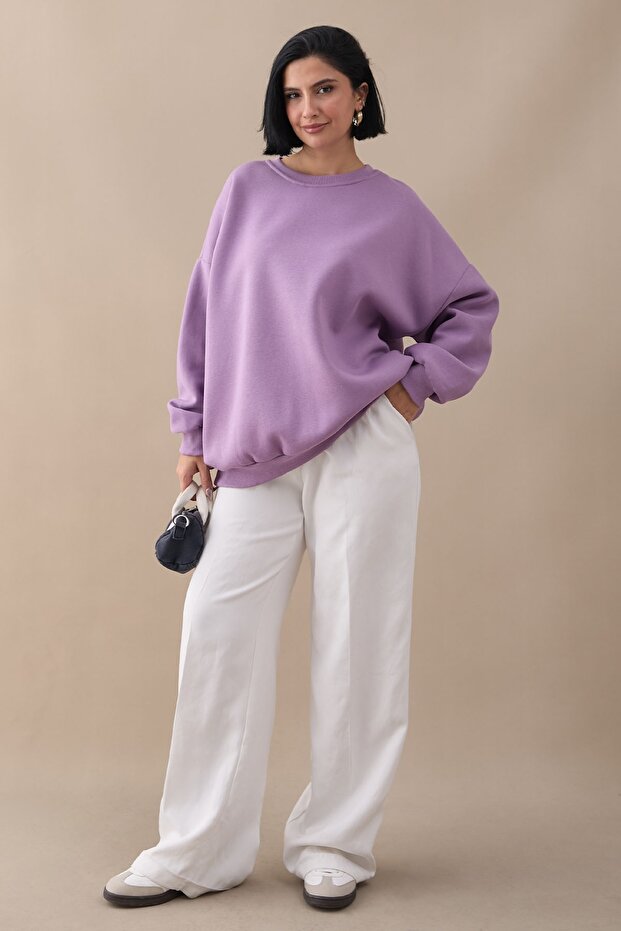 Şardonlu Basic Lila Sweat - 2