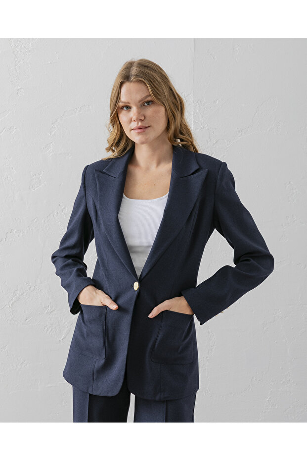 سترة بليزر بجيب مزدوج من البولي فيسكوز - 5