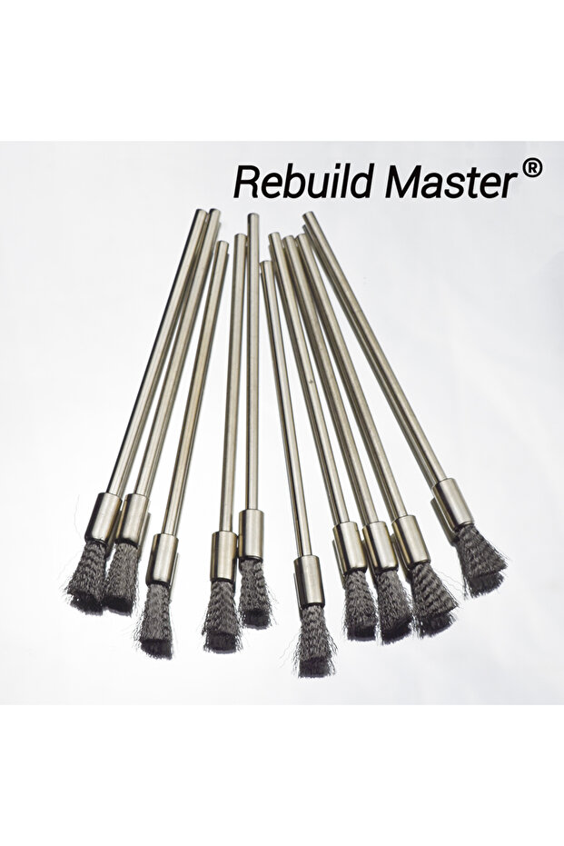 10Pc Stainless Steel Wire End Brush Pen Shape Bristle Scratch Extension Rod 1/8" Shank For Power ...