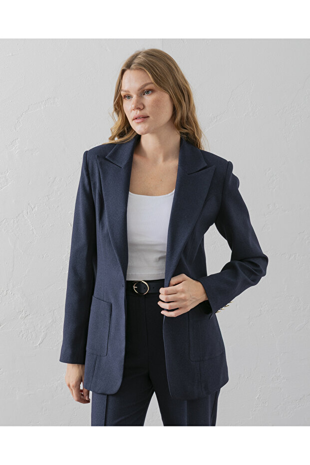 سترة بليزر بجيب مزدوج من البولي فيسكوز - 3