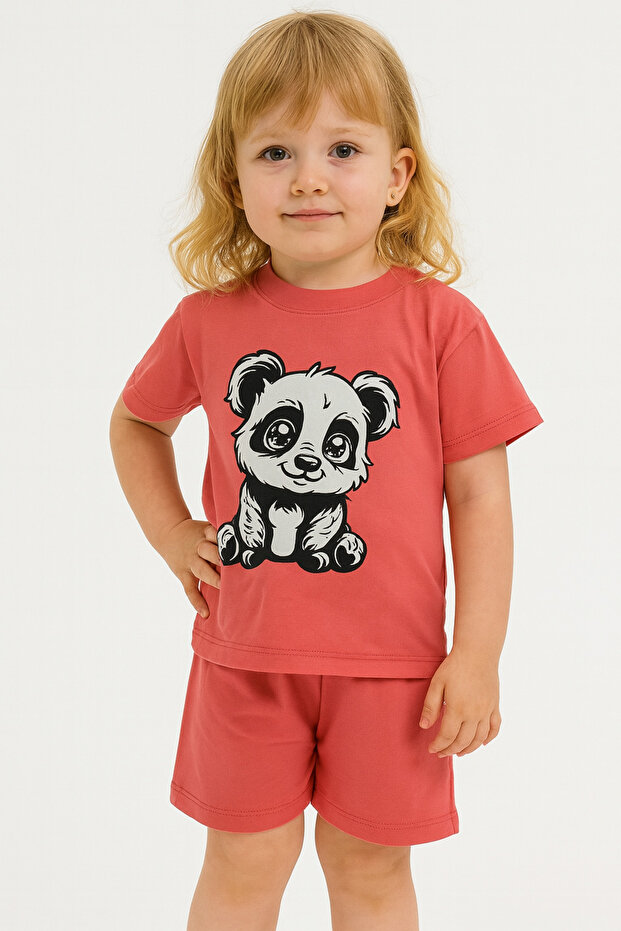 طقم شورت صيفي بنقشة الباندا - 1