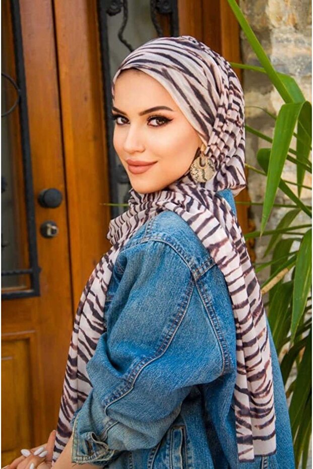 شال زيبرا منقوشة بونيه جاهز - 2