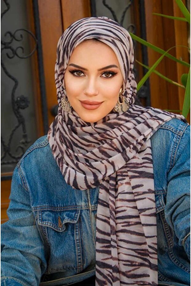 شال زيبرا منقوشة بونيه جاهز - 3