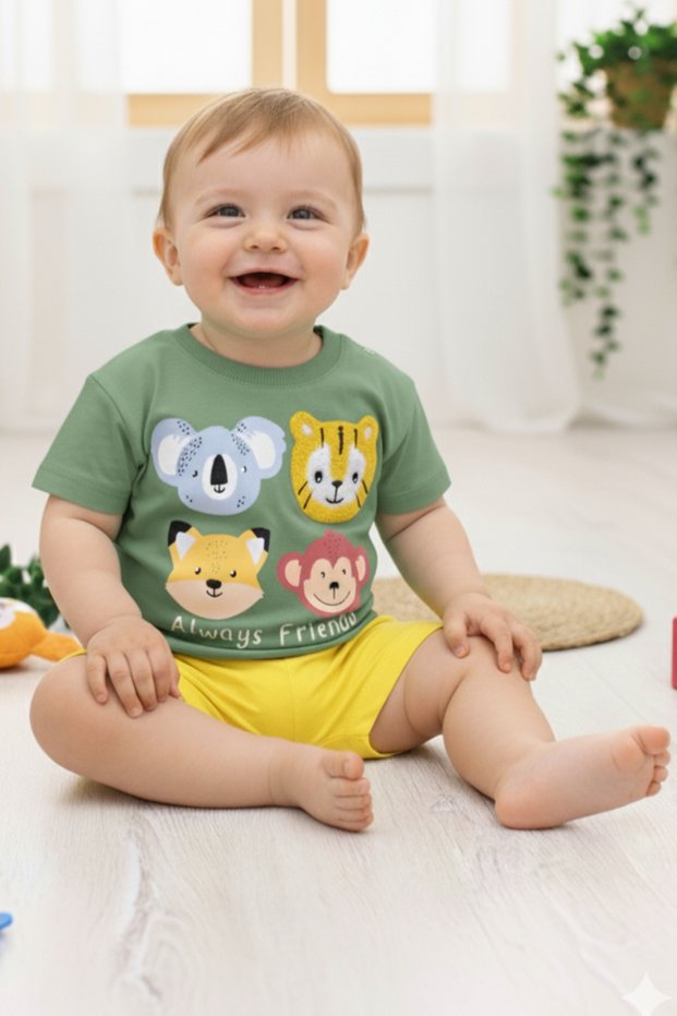 Animals Friends Summer Boy Baby Suit 6-9 Months, 9-12 Months, 12-18 Months, 18-24 Months