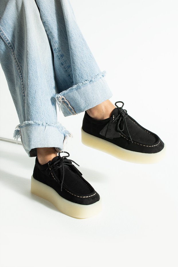 Clark Black Suede Crepe Non-Slip Sole Lace-Up Women's Shoes