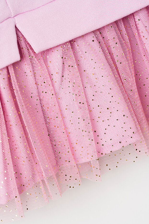 Mevsimlik Uzun Kollu %100 Pamuk Astarlı Kız Bebek Tüllü Elbise - 5