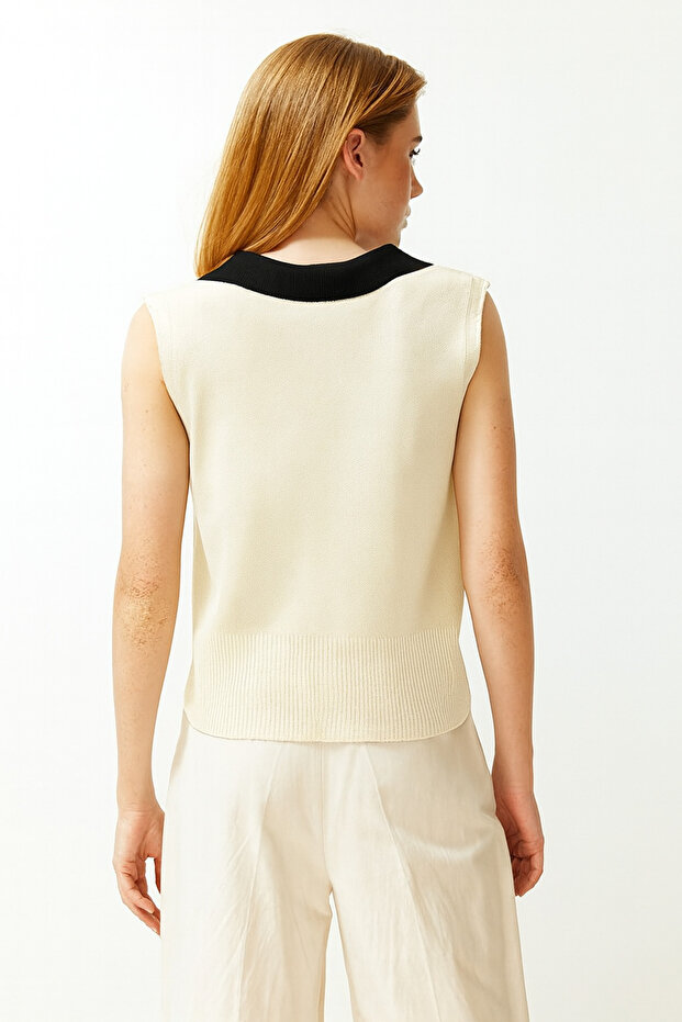 Kadın Gömlek Yaka Basic Süveter - 2