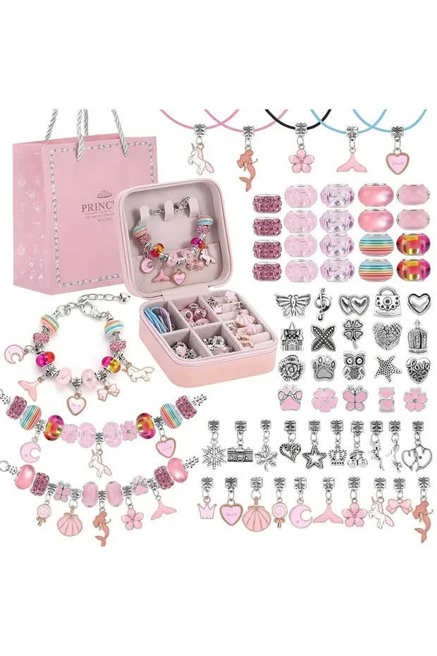 68PCS Charm Bracelet Kit for Girls – DIY Jewelry with Snake Chains, Charms & Gift Box