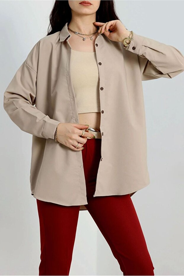 Oversize Vizon Gömlek - 1