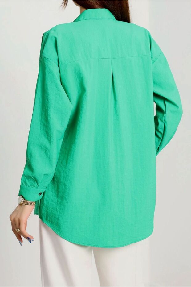 Oversize Yeşil Gömlek - 4