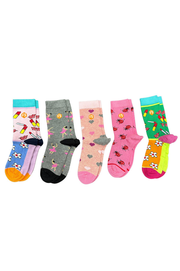 Girl's Colorful Patterned Casual Cotton Seamless Socks