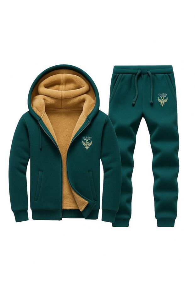 Tracksuit Set - 2 Pieces Lower-Top - Embroidered - Hooded - 3 Thread Raster - Upper Inner Welsoft Excluding Sleeves