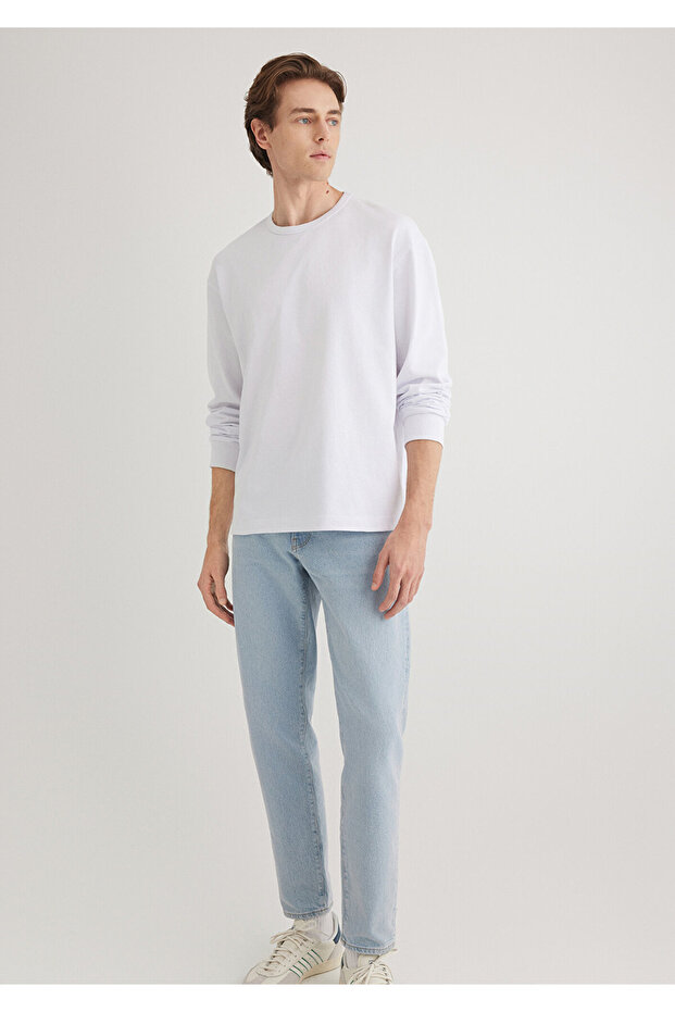 White Long Sleeve T-Shirt Loose Fit / Loose Relaxed Fit 0612488 -620