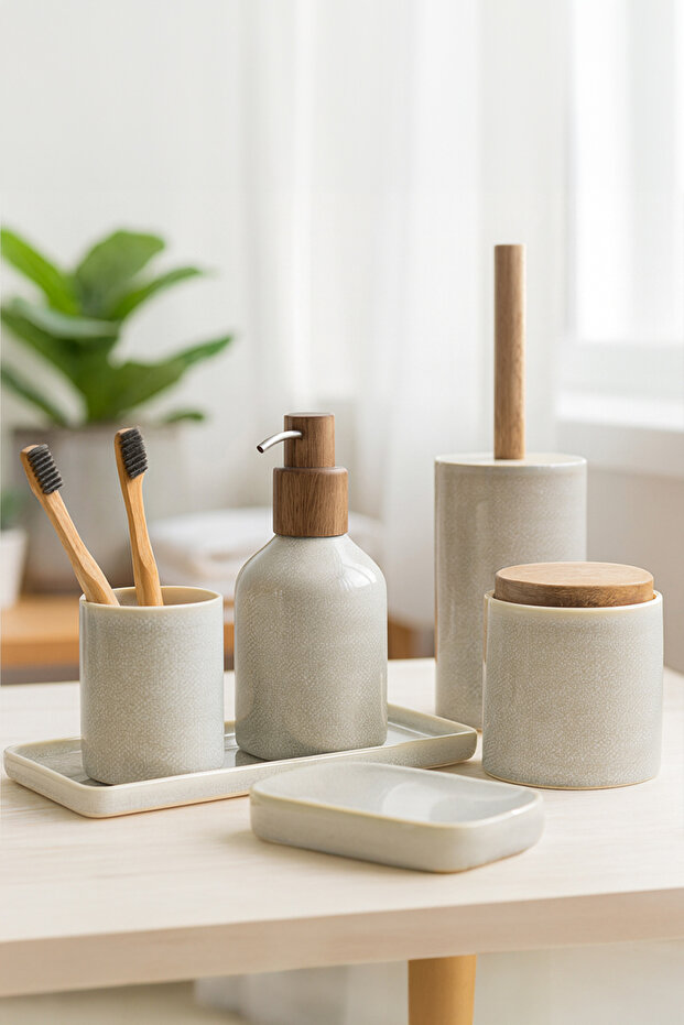 Elegance 6'lı Banyo Seti - Gri - 2