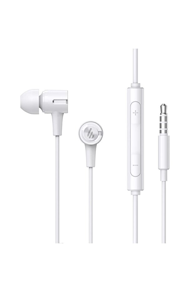 P205 In-Ear Headphones with Mic, Inline Control, 3.5mm Wired Stereo Earbuds - White