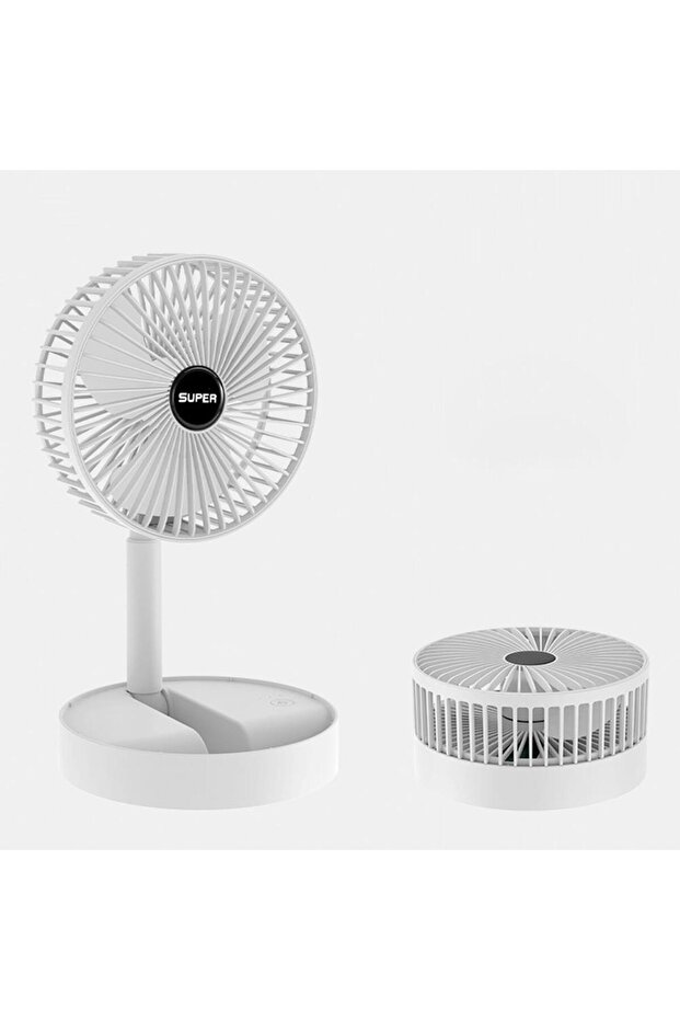 F-06 Taşınabilir Şarjlı Fan 3 Kademeli Vantilatör Klima Soğutucu Fan Beyaz - 1