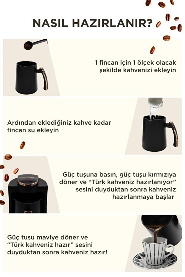 202 Double Voice Command Turkish Coffee Machine 250Ml+250Ml 8 Cup Capacity - 5