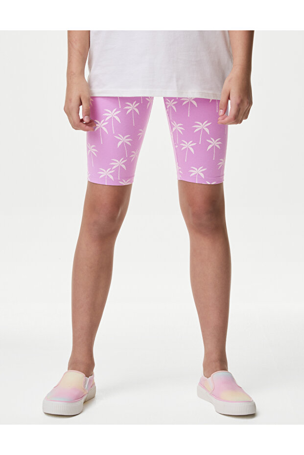 Regular Fit Desenli Biker Şort (6-16 Yaş) - 2