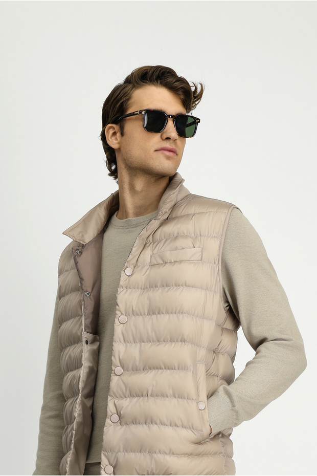 Regular Fit Düz Bonded Yelek - 4