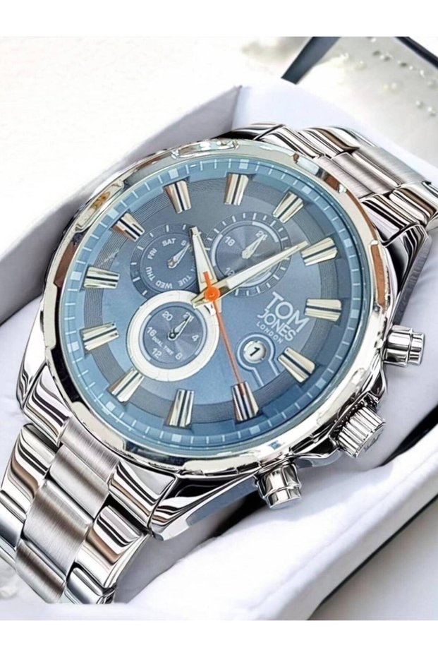 Brand Silver Color Waterproof Men's Wristwatch - With Bracelet Gift