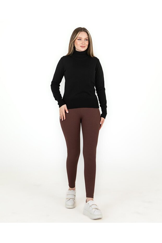 Black Turtleneck Basic Sweater - 2