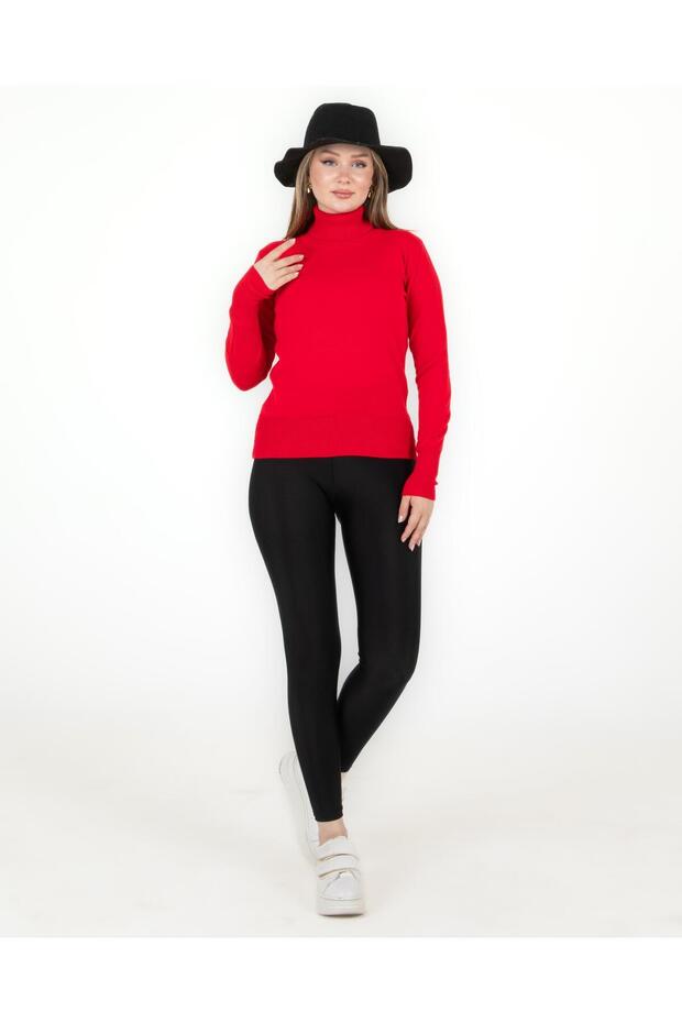 Balıkçı Yaka Basic Kazak Kırmızı - 2