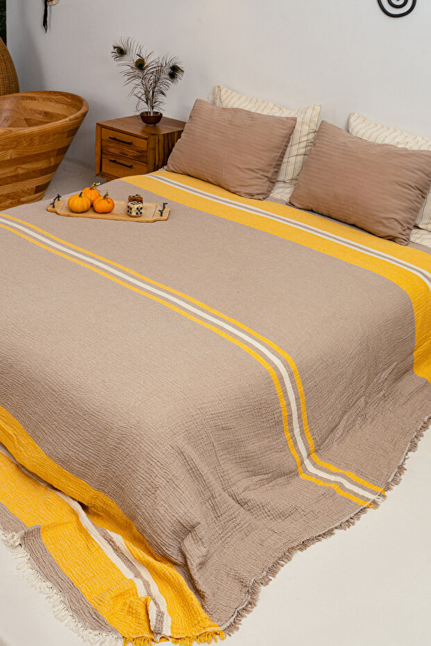 100% Cotton Double Muslin Blanket/Bedspread 210X225, Lightweight, Breathable, Double-Sided