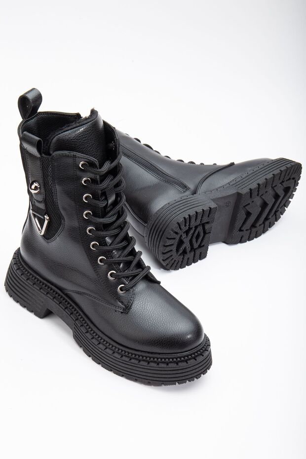 Bianca Women's Boots Thick Serrated Sole Zipper Lace-up Daily Boots