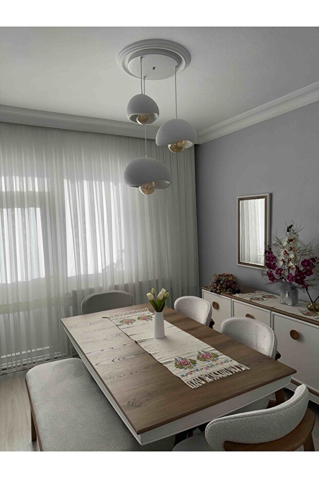 3 Lü Sarkıt Avize Rustik 20-30-40 cm Modern Bohem Beton Görünüm (Rustik Ampul Hediyeli) - 2