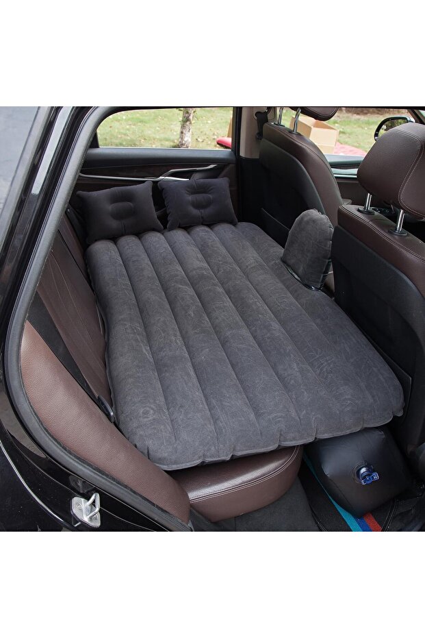 AUTO FAMILY Premium Inflatable Car Air Mattress with Back Seat Support & Pump Black
