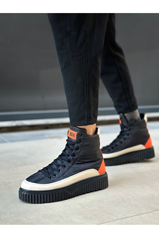 BA0811 BOA Siyah Deri Suni Deri Günlük Unisex Bot – Hafif Yapı - 4