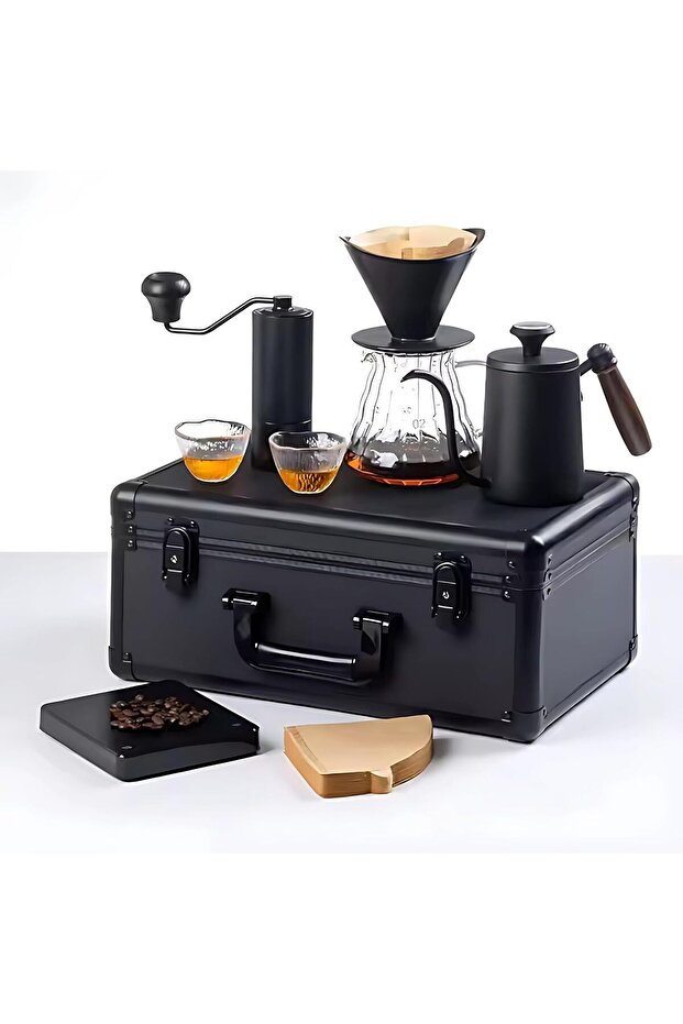 AUTO FAMILY Premium Portable Pour-Over Coffee Maker Set 10Pcs – Complete Travel Brewing Kit