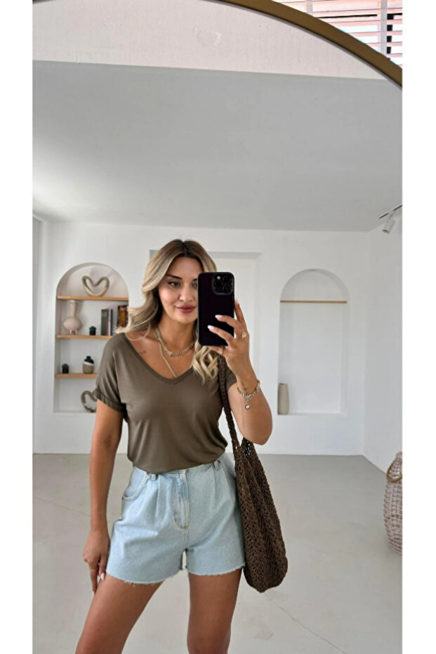 Premium Seri Piliseli Mavi Denim Şort - 5