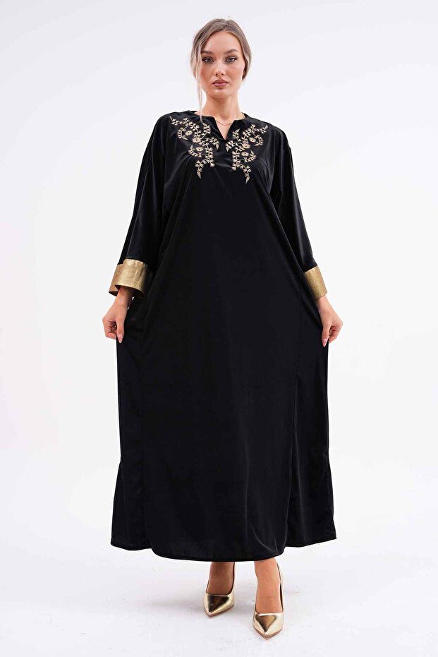 Women's Embroidered Plus Size Hijab Velvet Dress